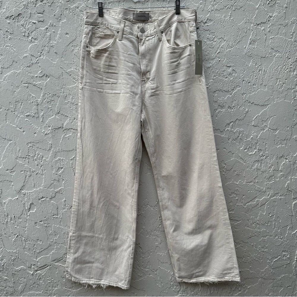 Hudson Jeans Relaxed Straight Wide Leg Jeans in Off-White